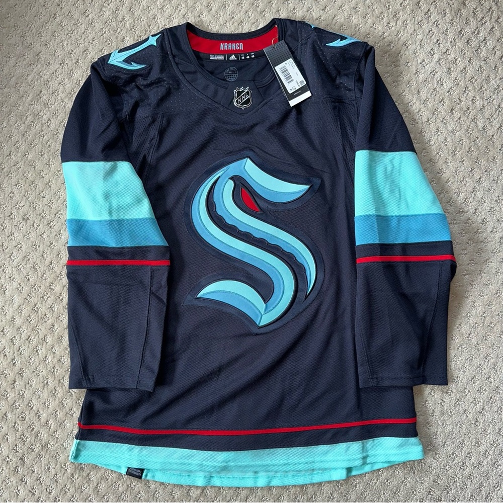 New Adidas NHL Seattle Kraken Authentic Home Hockey Jersey Size 46, 54, 60